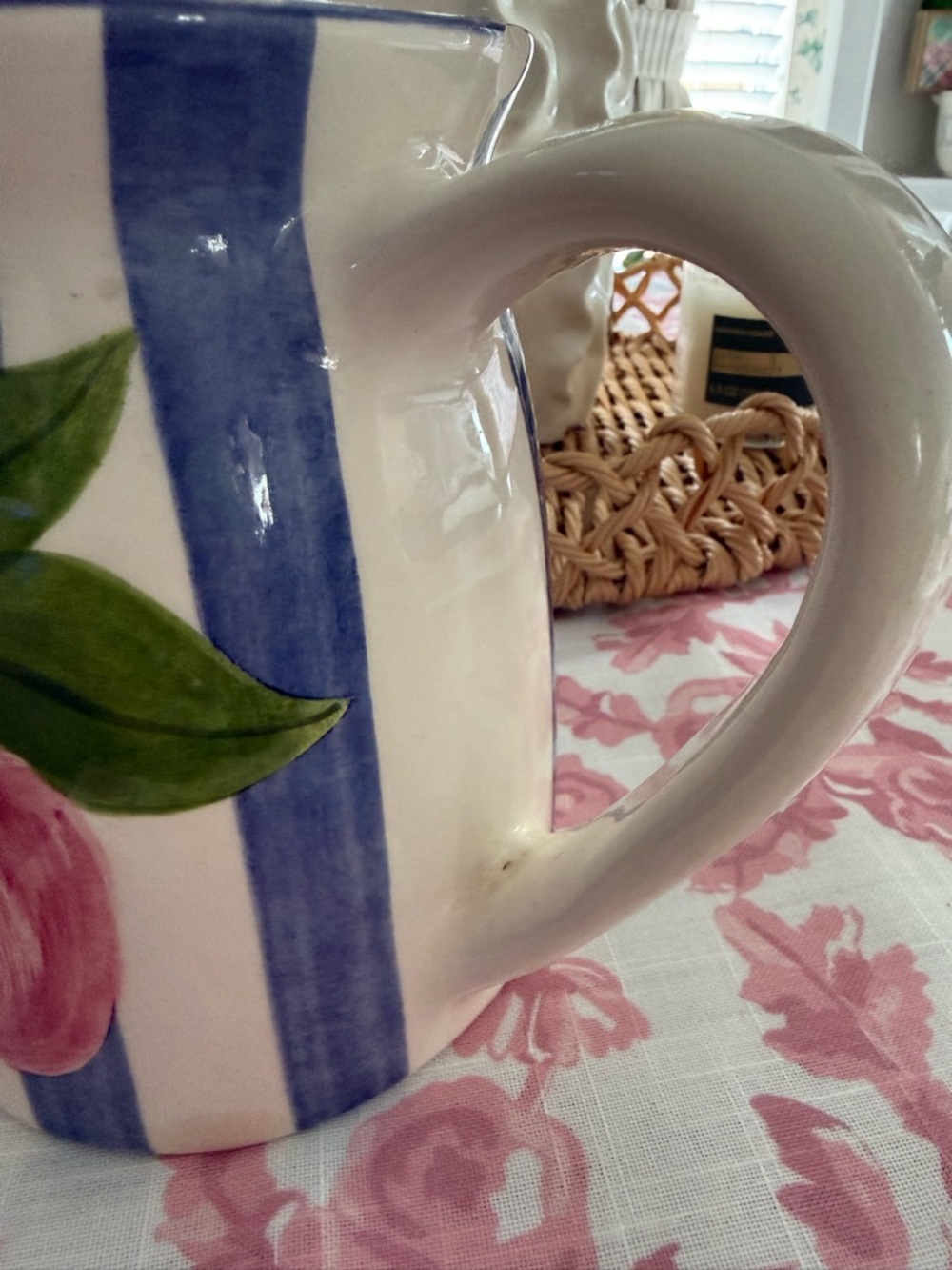 Laurie Gates Los Angeles Pottery Apple Pitcher - Blue & White Stripe - Vintage - Picture 6 of 8
